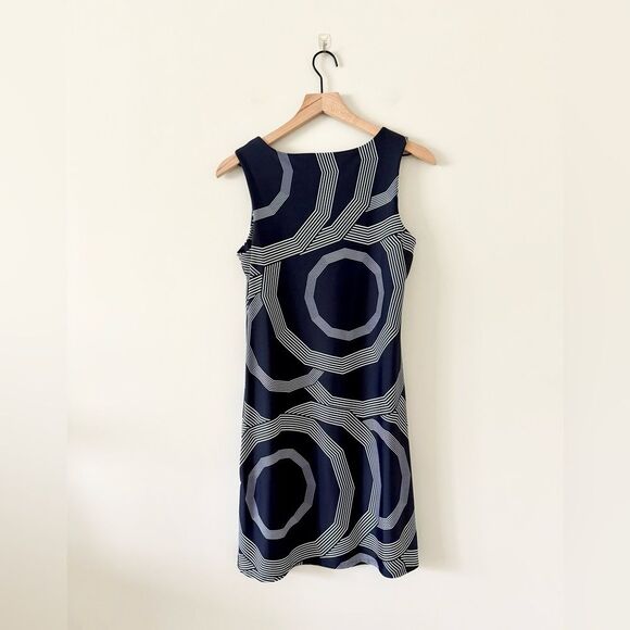 Jude Connally Sleeveless Shift Dress in Navy and White Geo Pattern - Size S - Picture 3 of 5